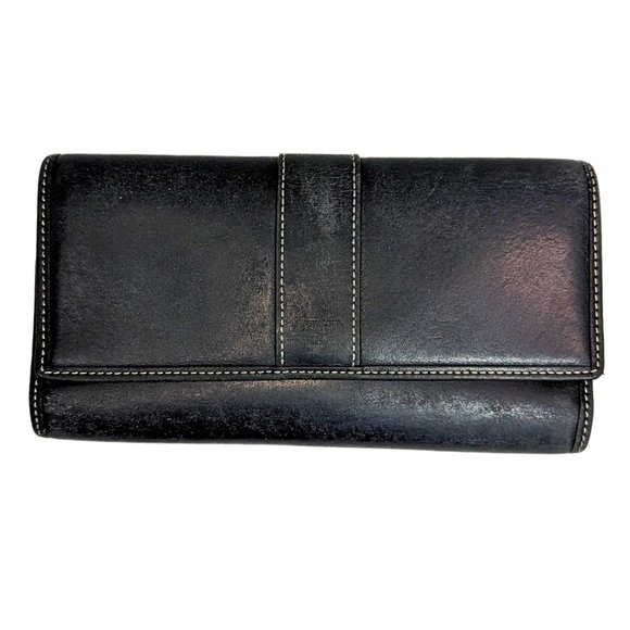 Coach Handbags - Coach Black Leather Continental Wallet - 8" x 4"